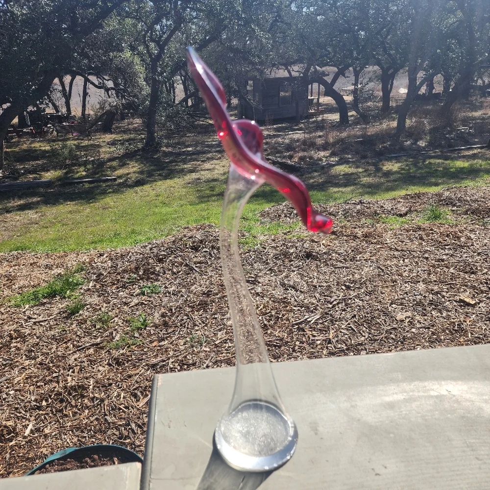 Mumero Long Stem Art Vase Glass Red Calalily - Picture 9 of 9
